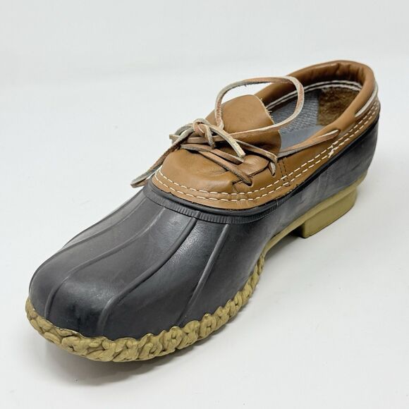 L.L. Bean Duck Boots Low Shoes Mens 10 Wide Brown Leather Rubber Moc Waterproof main image 13